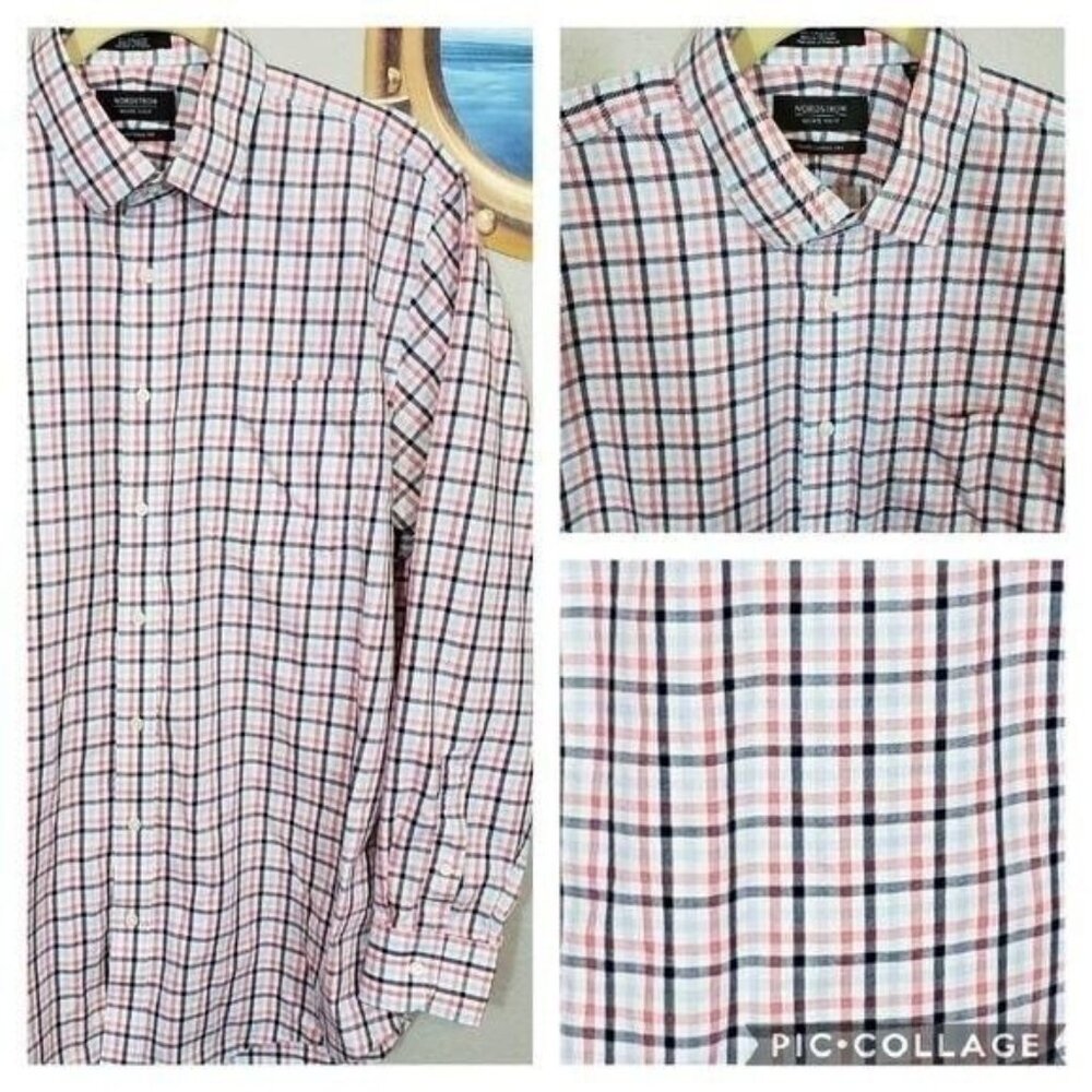 Nordstrom Mens Long Sleeve traditional fit plaid button up‎  shirt size S